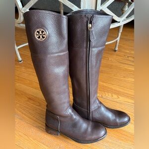 Tory Burch Junction Riding Boots, Brown leather , size 5.5